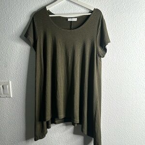 Bryn Walker bombo blend olive green strip top size s Lagan looks Asymmetrical